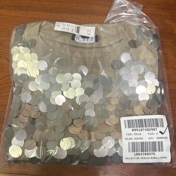 J Crew Collection sequin-embellished T-shirt CD116 - Picture 2 of 2